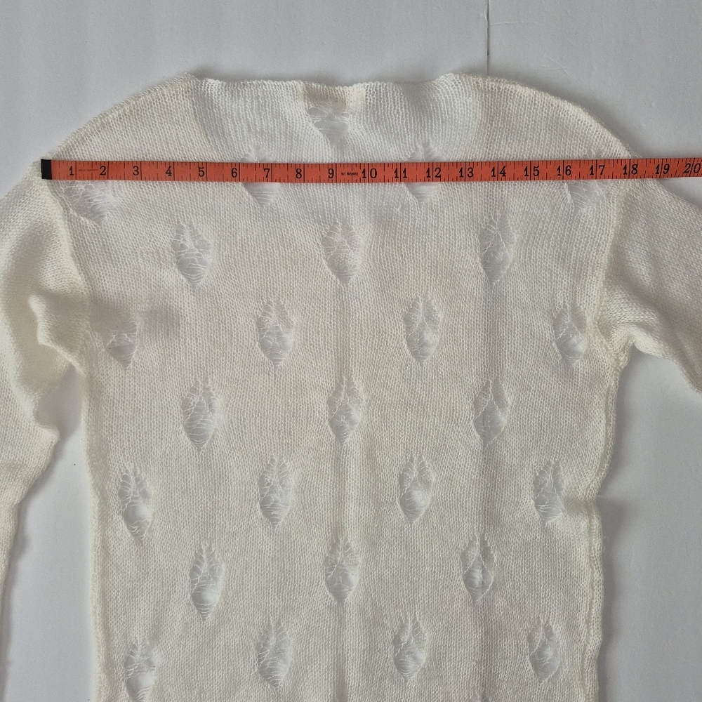 Painted Threads Open Knit Sweater Women's S Ivory Pullover L/S Semi Sheer Soft - Picture 6 of 8